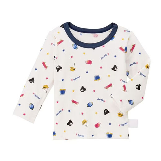 MIKIHOUSE children's T-shirt Mikihouse double bee pure veil processing full coverage pattern long-sleeved T-shirt Japan direct mail White(01) 130