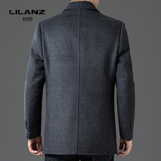 Lilang woolen men's coat autumn and winter middle-aged and elderly thickened warm double-sided woolen windbreaker dad down liner gray thickened 14XL (170)