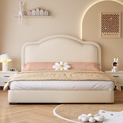 Jianxin leather bed 1.8m x 2m modern simple master bedroom cream style soft bag storage student bed leather bed T56-1