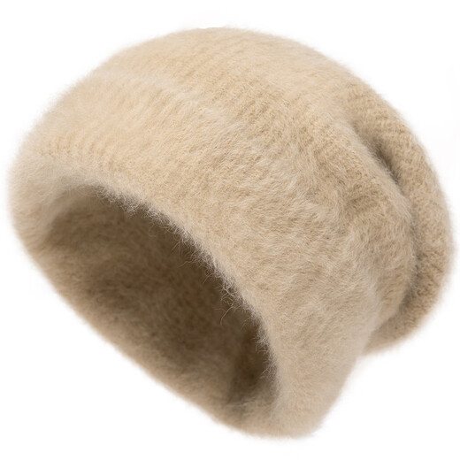 Siggi hat women's winter fox velvet knitted beanie, lightweight, warm, solid color, versatile, holiday gift for mom, milk tea camel, free gift box, super beautiful, super fairy, super fluffy, one size fits all (hat girth 55-60cm)