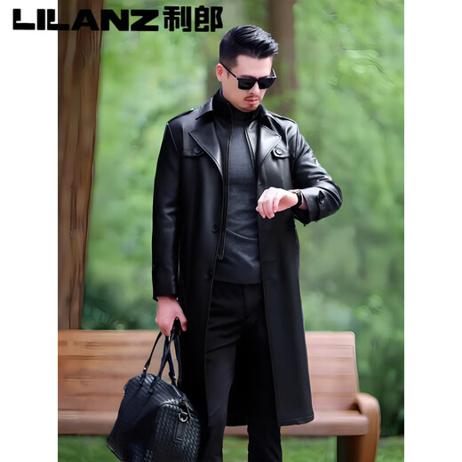 Lilang Куртка из натуральной кожи Мужская натуральная длинная ветровка Дубленка Plus Fat Plus Size Fat Man Plus Бархатная теплая куртка Черный бархат S