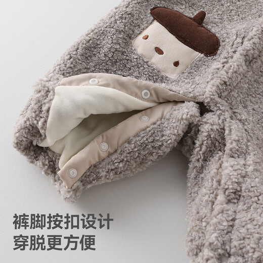 Betis baby jumpsuit suit winter newborn thickened warm overalls small month-old crawling clothes baby clothes gray 73cm