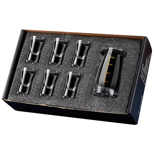 Tuojin imported quality liquor cup set gift box from Germany, custom-made glass cup, household lead-free crystal wine divider cup, one pot, six cups, 80 pots + clear cup