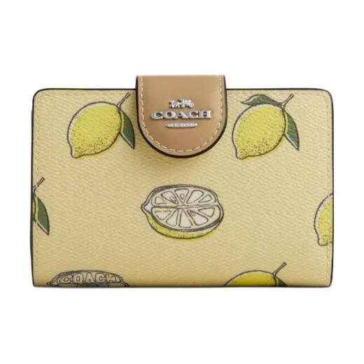 COACH Corner Zip Lemon Print Coated Canvas Wallet Medium Women's Multicolor Multicolor 1 Multicolor 2