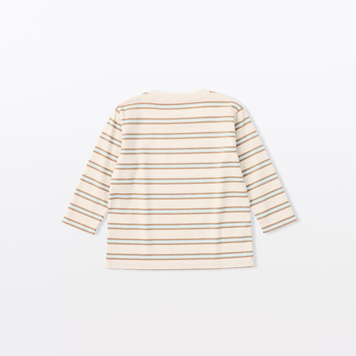 MUJI baby Tianzhu weaving round neck long-sleeved T-shirt bottoming shirt children's clothing spring 26 primary color pattern 90 /52A