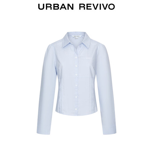 UR2026 Spring New Women's Casual Cotton Slim Fit Embroidered Short Cardigan Shirt UYY250102 Light Blue S