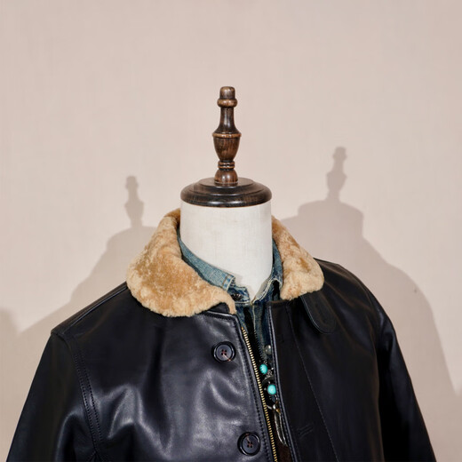 CHEVALPES international first-line brand small quantity N1 deck suit cowhide leather jacket with cotton wool collar cowhide S