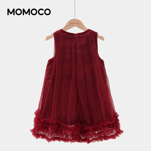 Mamie Maka (MOMOCO) children's clothing girls New Year's wear vest dress 2025 winter style fashionable western vest dress for middle and large children red 90