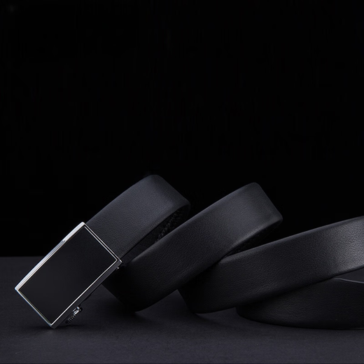LISM light luxury high-end men's automatic buckle men's fashion belt simple business formal trousers belt trendy leather belt Q black 125cm