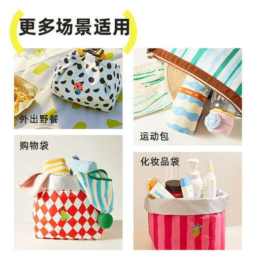 Hugz insulation bag lunch box handbag lunch bag commuting to school office workers portable large-capacity lunch bag bag Pineapple Dance M size