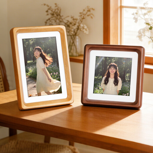 Aijiali solid wood high-end photo frame with mortise and tenon structure, retro style, dual-purpose for table and wall hanging, photo frame can be placed horizontally or vertically, walnut color (photos can be printed for free), 7 inches, inner frame 13*18cm