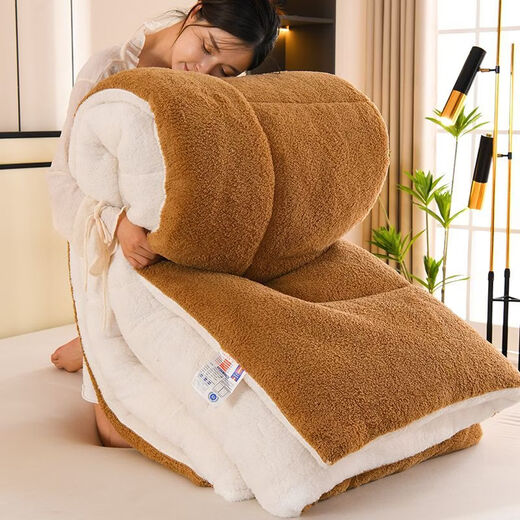 Fantasy thickened lamb velvet quilt double-sided velvet extra thick 10Jin Jin equals 0.5kg Winter quilt single student dormitory winter double quilt core quilt upgraded model white camel double-sided velvet 3 seconds quick heating 200x230 9Jin Jin equals 0.5kg thickened winter quilt