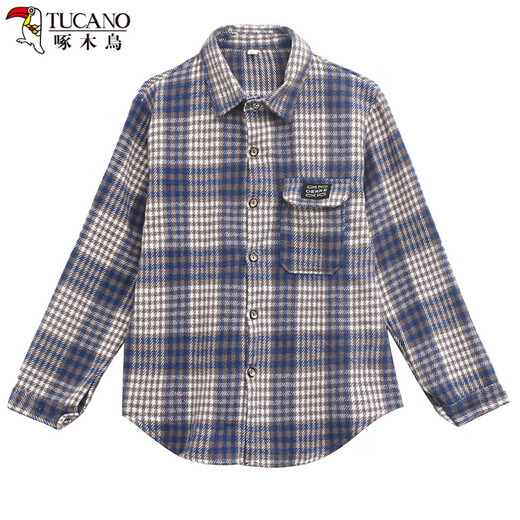 Woodpecker casual fashion cotton thickened one-piece velvet shirt women's autumn and winter velvet thickened shirt women's warm plaid shirt plus velvet style big coffee style 4XL recommended 135-145Jin Jin equals 0.5 kg