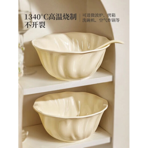 Tuojin Cream Style Ceramic Noodle Bowl Home 2025 New Large Bowl Soup Bowl Eating Noodle Bowl High-Looking Soup Noodle Bowl Instant Noodle Bowl 6-inch Noodle Bowl*1
