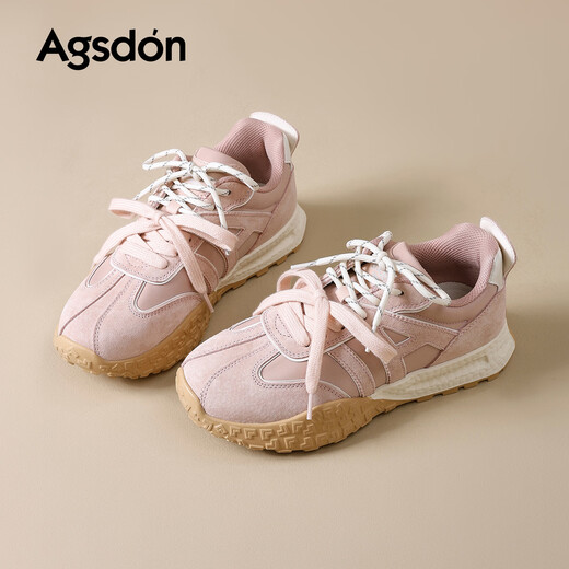 Agsdon moral training shoes for women winter new two-color soft sole comfortable sports casual shoes B161180 pink 39
