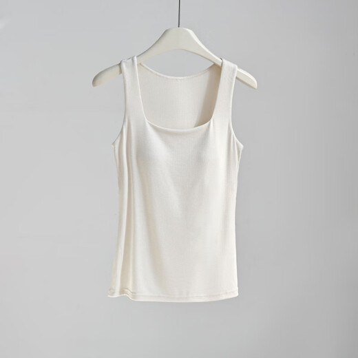 Autumn and winter wool Mayabi thermal vest for women with breast pads, wide shoulder suspender top, slim bottoming, can be worn inside and outside, coconut milk white M (recommended 80-100Jin Jin equals 0.5kg