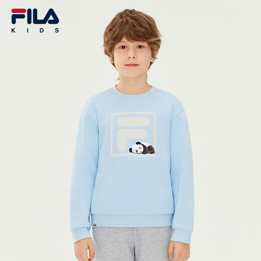 Fila Children's Clothing Sweatshirt 2025 Winter New Antibacterial Casual Pullover Sweatshirt for Boys and Girls Maltose White-IV 120 cm