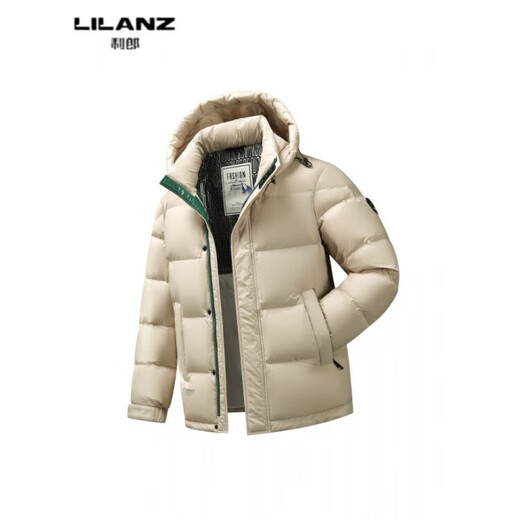 LILANZ winter new men's gray duck down hooded warm jacket for young and middle-aged business casual bread down jacket men black 14XL (190)