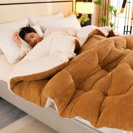 Fantasy thickened lamb velvet quilt double-sided velvet extra thick 10Jin Jin equals 0.5kg Winter quilt single student dormitory winter double quilt core quilt upgraded model white camel double-sided velvet 3 seconds quick heating 200x230 9Jin Jin equals 0.5kg thickened winter quilt
