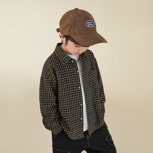 Duojia Literary Temperament Boys' Shirts Children's Spring and Autumn Casual Versatile Jackets Medium and Large Children's Pure Cotton Plaid Shirts