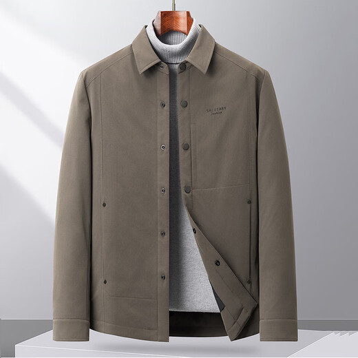 JASONWOOD High-End Brand Men's Lightweight Down Jacket Men's 2025 Winter New Casual Commuting Jacket Warm Goose Down Jacket 098 High-end Brick Gray Spot Speedy XL /180 Recommended 140-155Jin Jin is equal to 0.5 kg