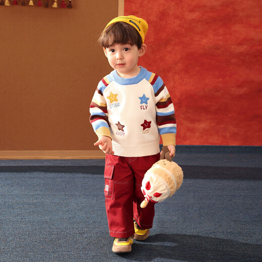 LUSON baby boy baby velvet pants winter 2026 new red baby New Year pure cotton overalls