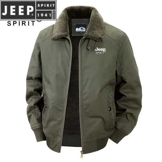 JEEP SPIRIT Jeep winter new men's velvet jacket workwear lapel large size cold-proof men's velvet lining to keep warm camel M