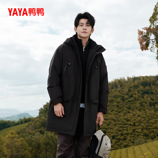 Yayawang Yibo same style down jacket for men and women, medium and long 2025 winter new outdoor cold-proof thickened warm jacket YX black XL 180/96A