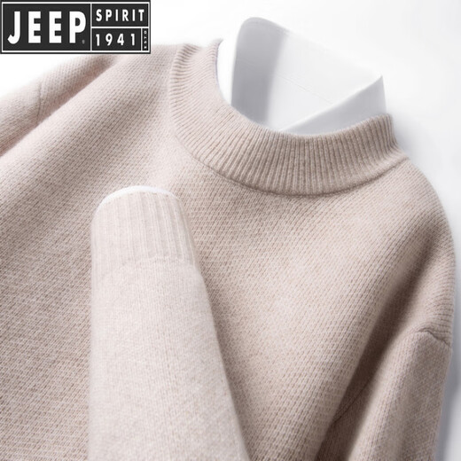 JEEP SPIRIT Jeep thickened warm wool sweater half turtleneck autumn and winter new men's loose pullover knitted sweater bottoming shirt Yunmituo S
