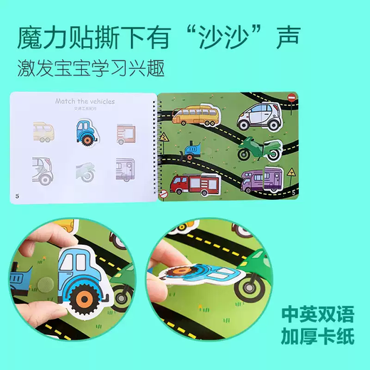 Shantou Lin Village Transportation Car Busy Baby Enlightenment Repeated Pasting Paper Book English English Early Education DIY 1 Experience Pack-Traffic Quiet Book