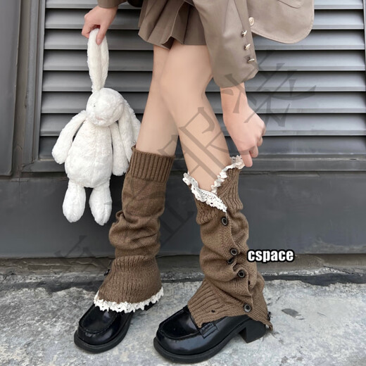 Maillard piles of socks for hot girls y2k leg socks jk calf socks for women solid color versatile button brown leg covers burgundy one size fits all