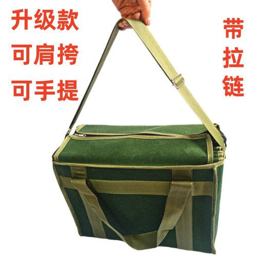 Baichao thickened zipper canvas multifunctional tool bag shoulder wear-resistant storage bag battery bag electrician bag repair handbag with zipper can be carried on the shoulder 50x36x23