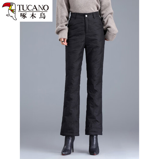 Woodpecker Light Warm Thin Down Pants Women's Pants Winter Plus Velvet Pants Warm Pants Black Pants Popular Flare Pants High Waist Cotton Pants Women Pink 27 2 Feet (95-105Jin Jin is equal to 0.5kg)