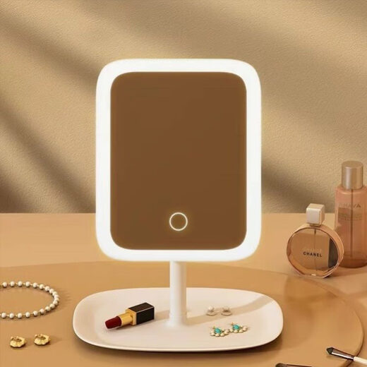 Fat Donglai's same style cross-border LED smart makeup mirror with light girls' bedroom dressing table dressing mirror student dormitory desktop supplementary light mirror girly pink three-level color change + long press switch stepless dimming