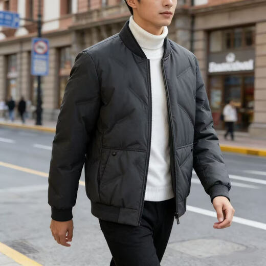 Scarecrow (MEXICAN) Men's Lightweight Down Jacket Autumn and Winter Thickened Warm Short Down Jacket Baseball Collar 2026 Winter Dad Clothes Haze Blue 3XL 148-165Jin Jin is equal to 0.5 kg