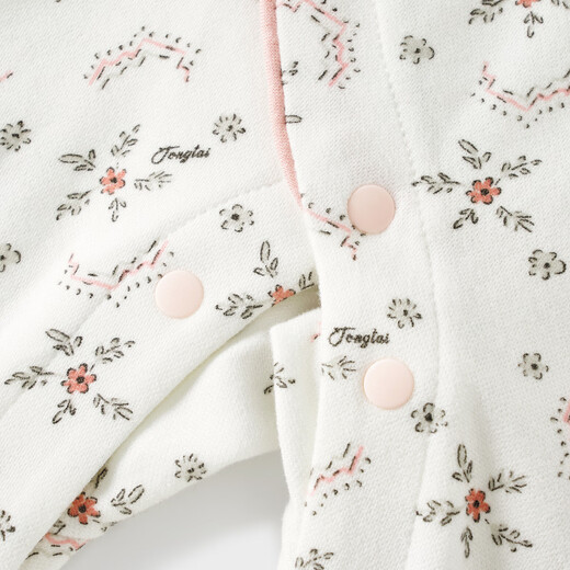 Tongtai baby girl jumpsuit spring and autumn modal cotton children's clothes for girls going out small floral new Chinese style harem pink 73cm