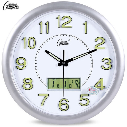 Combas clean sound clock quartz clock home ultra-clean sound wall clock living room bedroom wall hanging decorative art clock watch wood grain white luminous model 38 cm diameter 38 cm