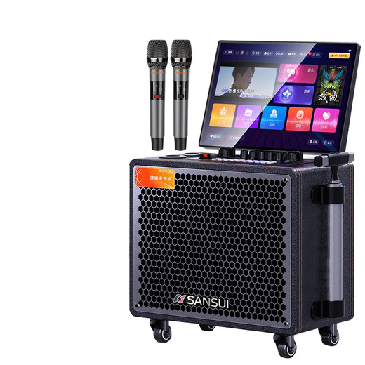 SANSUI professional all-in-one high-volume karaoke video speaker touch screen indoor outdoor pull rod high-power performance performance karaoke home home ktv audio PU106 10-inch subwoofer + stand
