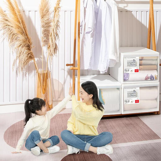 Fantasy storage box desktop box organizer wardrobe clothing cabinet underwear storage drawer gray small pure white drawer early adopter single pack