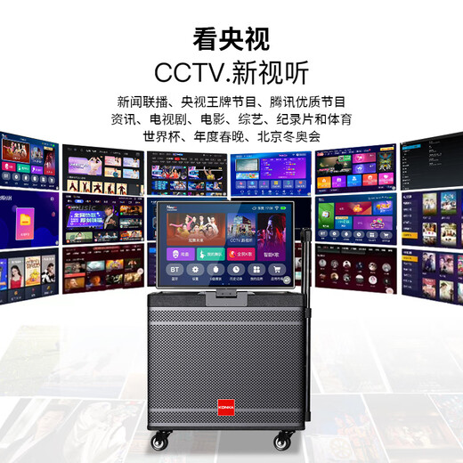 Konka family ktv audio set outdoor square dance audio with display screen home high volume mobile karaoke machine live performance speaker touch screen integrated karaoke machine 17-inch screen/10-inch bass wooden box/lever universal wheel/1000G memory