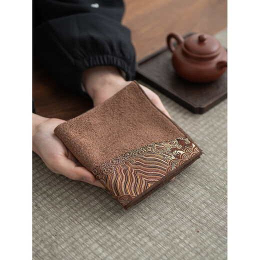 Fat Donglai's same tea towel, tea cloth, painted thickened tea towel cloth, absorbent tea table cloth, special tea towel, Kung Fu tea set with solid color soft tea towel (light blue)