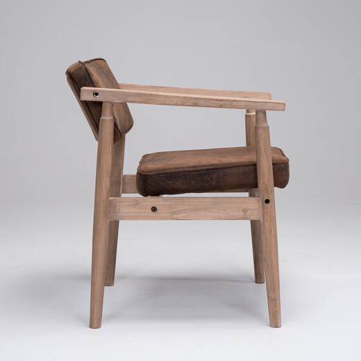 Yusenyi retro backrest chair home armrest coffee restaurant dining chair study room leisure chair B&B 118 retro feet dark green oil wax leather