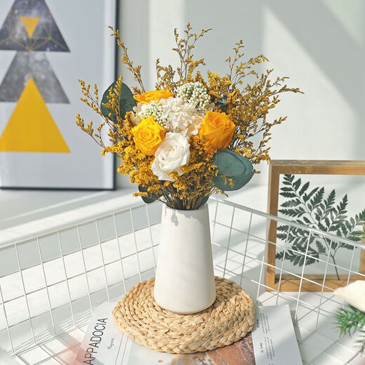 Yusenyi Everlasting Flower Soap Dried Rose Bouquet Light Luxury Ornament A737 Bouquet (excluding bottle)