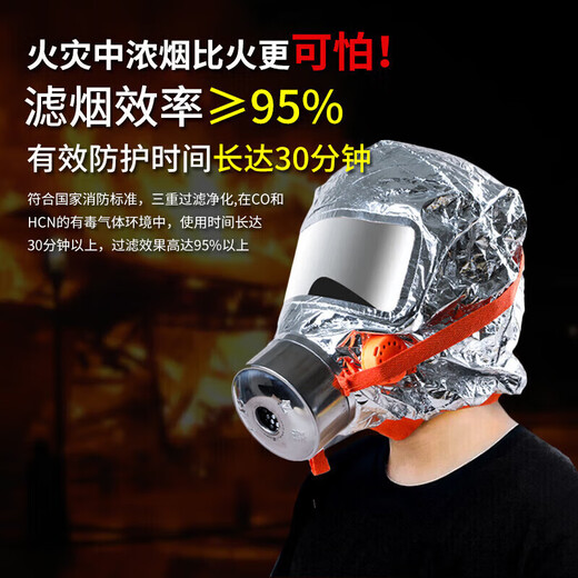Gas mask fire mask anti-smoke fire mask 3C certified escape filter self-rescue respirator national standard 3C certified upgraded silicone-adult style
