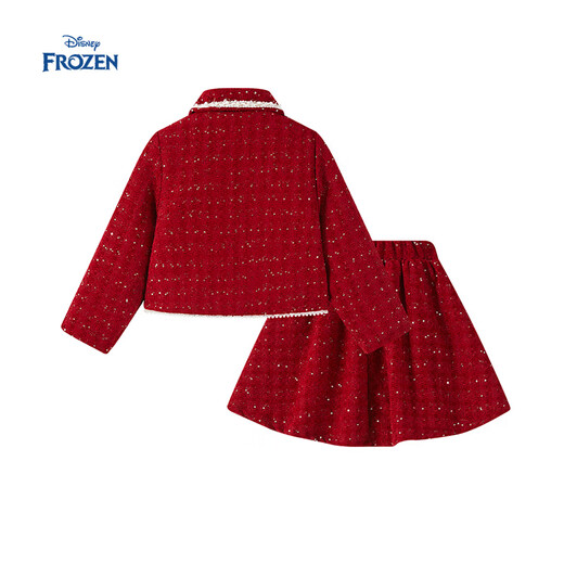 Disney children's clothing girls' suit spring and autumn 2026 new style children's red quilted jacket and skirt two-piece suit