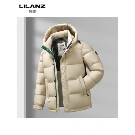 LILANZ winter new men's gray duck down hooded warm jacket for young and middle-aged business casual bread down jacket men black 14XL (190)