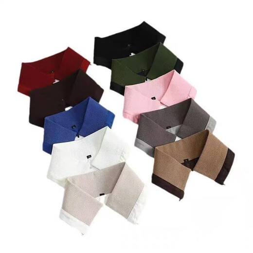 Down jacket collar protector, fake collar, winter thick cotton coat, pure cotton knitted coarse thread pullover collar, removable and washable khaki-small size, free buttons and needlework