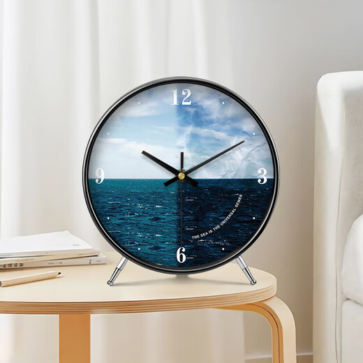 Ocean display clock, table clock, living room ornaments, home desktop high-end table clock, simple and atmospheric clock, modern creativity, table clock A839 gold, Swiss movement, accurate and durable, 8 inches in diameter, 20 cm