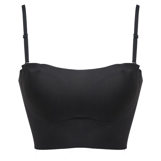 Duoqingmao (DUOQINGMAO) tube top bra for women with small breasts, push-up bra and beautiful back 2025 new one-piece camisole bra black black S (32_70ABC)