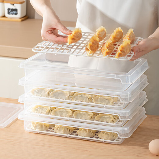 Home Story (KATEI STORY) Japanese dumpling box refrigerator storage box food-grade frozen dumpling box crisper box dumpling wonton quick-frozen box tray new material upgrade transparent 1 pack 1 layer